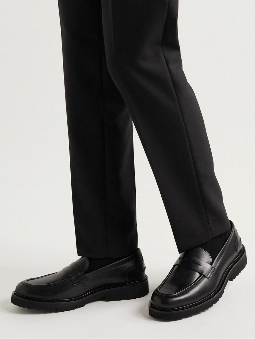 Vinnys Richee Black Leather Penny Loafers Mens NWT Designer Dress Shoes EU 44